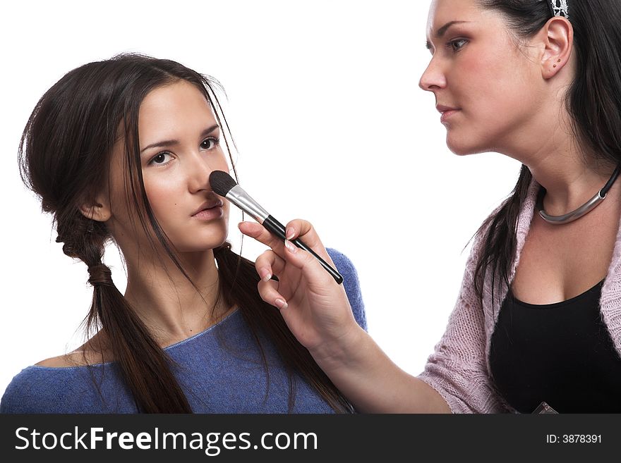 Model and the make-up artist before shooting