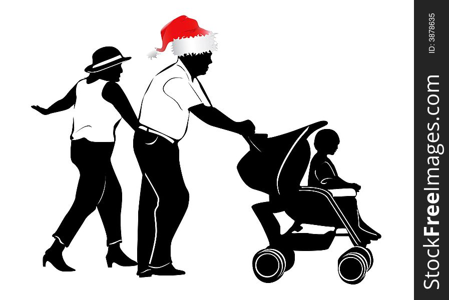 Christmas family in black and red. Christmas family in black and red