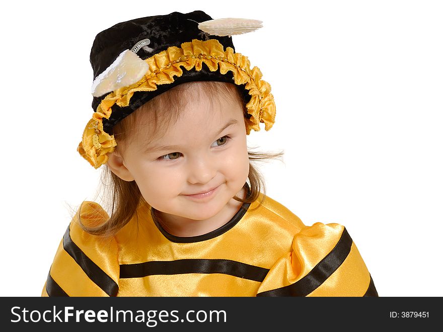 The little girl in dress of a bee