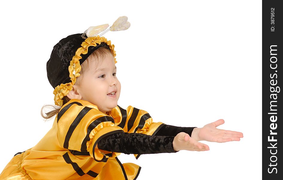 The little girl in dress of a bee