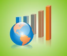 Graph And American Globe Royalty Free Stock Images Graph And American Globe Royalty Free Stock Images