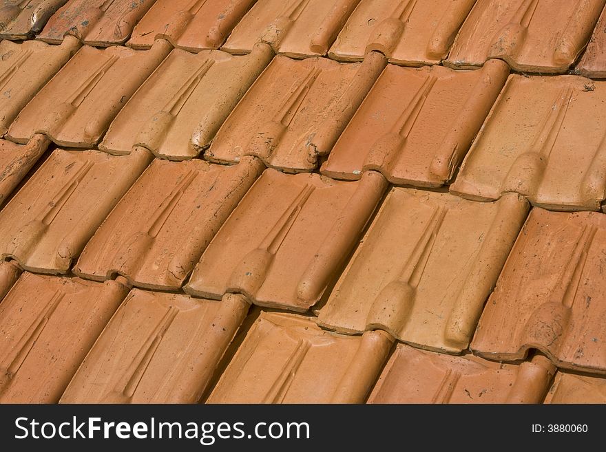 Tile roof on a French residence in the Normandy region