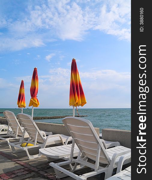 Relaxation on a sea beach. This shot has been taken on a Black Sea