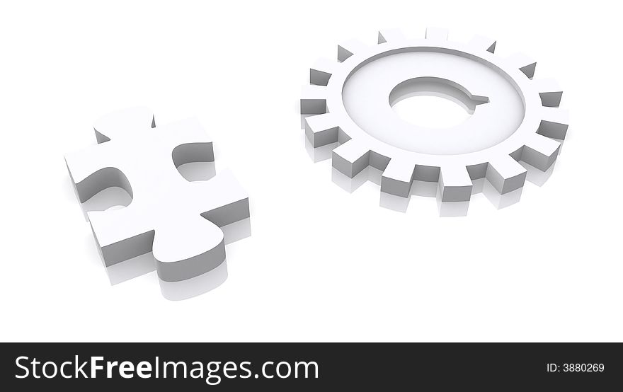 Puzzle piece, and a gear