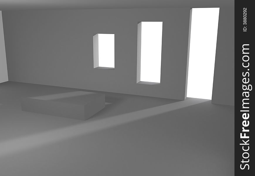 3d rendered room with shadows. 3d rendered room with shadows