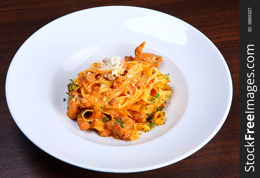 Italian pasta plate (Tagliatelle with rabbit ragout)