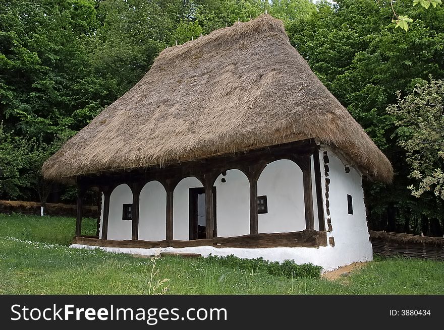 Exterior of old ethno house in remote part of Balkan, Romania, Europe