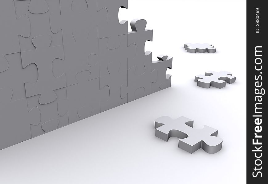 3d isolated puzzle pieces render