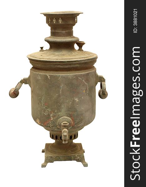 Old russian vintage bronze samovar (tradition russian kettle) from XIX century. Old russian vintage bronze samovar (tradition russian kettle) from XIX century