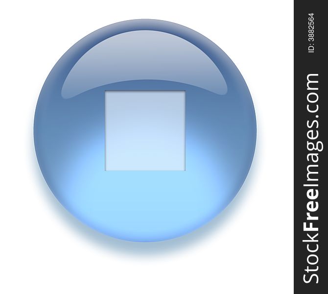 Shiny transparent high-resolution Aqua Icon with shadow, isolated on white. Icon color can be easily changed with Hue/Saturation