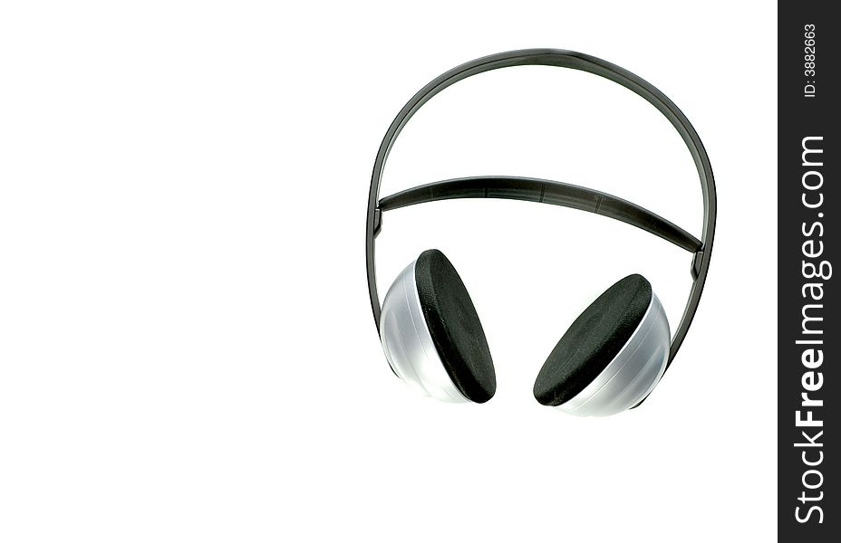 Black and gray headphone isolated over white