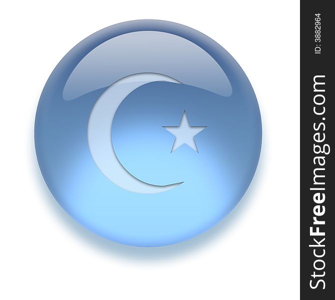 Shiny transparent high-resolution Aqua Icon with shadow, isolated on white. Icon color can be easily changed with Hue/Saturation