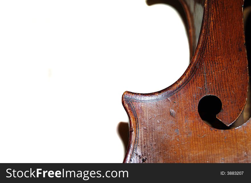 The part of old violoncello body. The part of old violoncello body