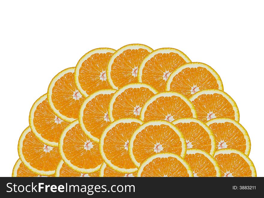 A slice of orange on the white background. The fan