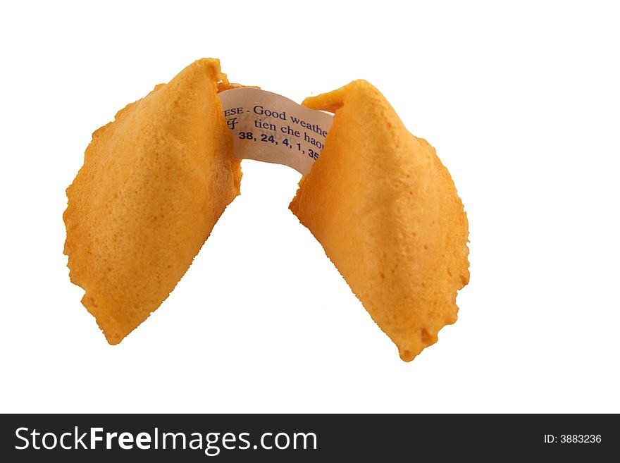 A Isolated Fortune Cookie on white