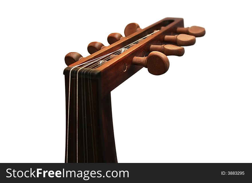 Ukrainian national instrument-Kobza. It is isolated on a white background