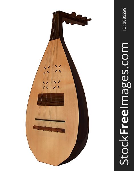 Ukrainian national instrument-Kobza. It is isolated on a white background