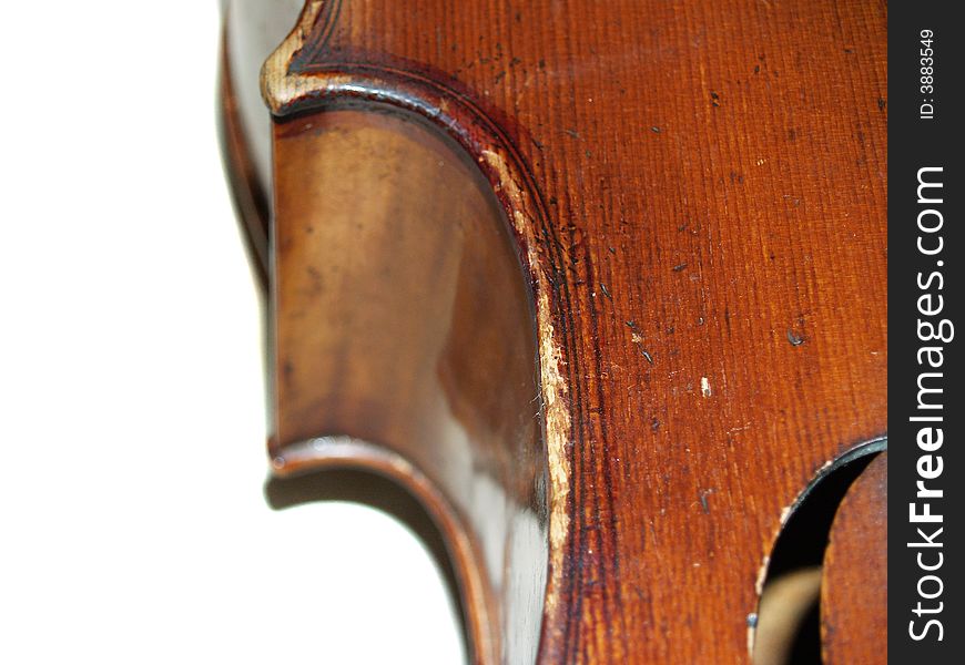 The part of old violoncello body. The part of old violoncello body