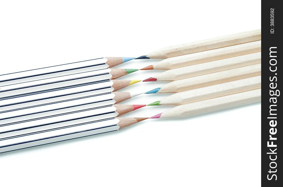 Colored pencils  on white background