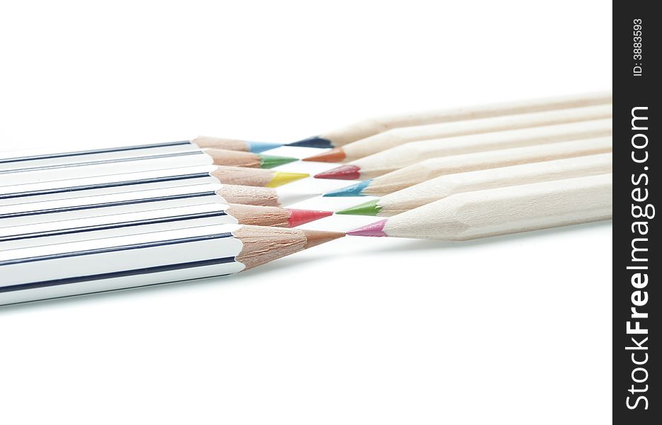 Colored pencils  on white background
