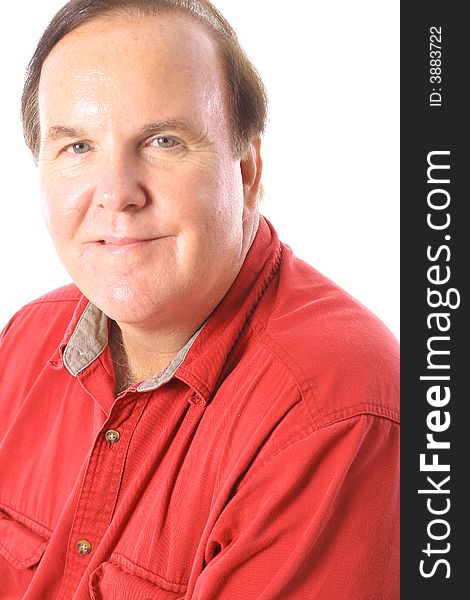 Man in fifties headshot isolated on white