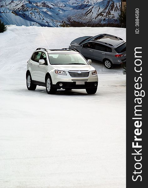 Offroad car on the snow. Offroad car on the snow