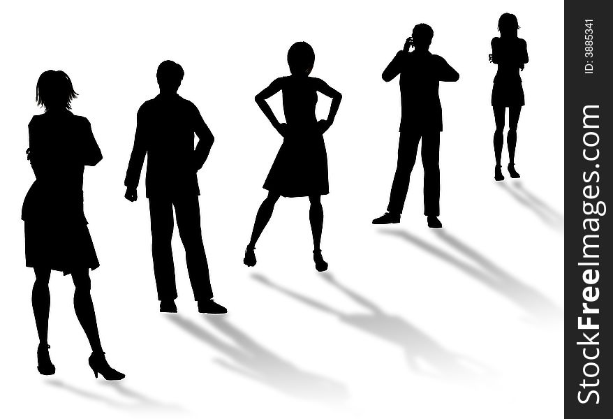 Business people silhouettes in different poses and attitudes. Business people silhouettes in different poses and attitudes