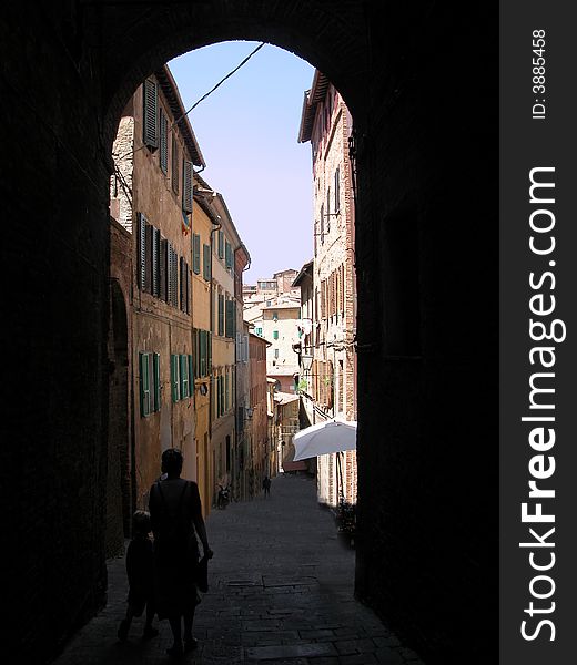 Alley in Sienna,Tuscany, Italy. Alley in Sienna,Tuscany, Italy