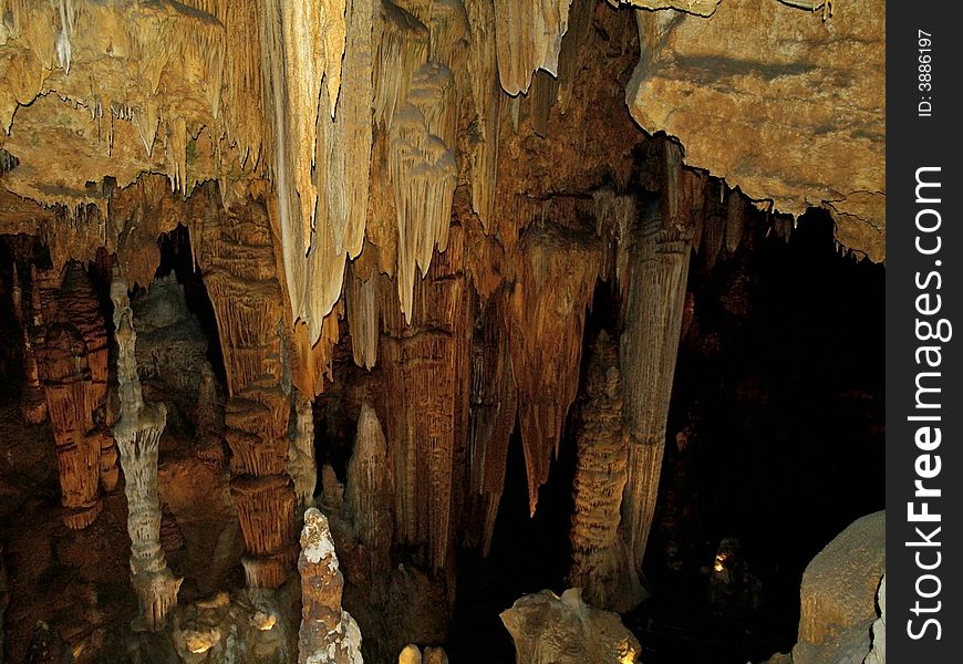 An underground view of stalagmites in Luray Caverns in Luray, West Virginia. An underground view of stalagmites in Luray Caverns in Luray, West Virginia.