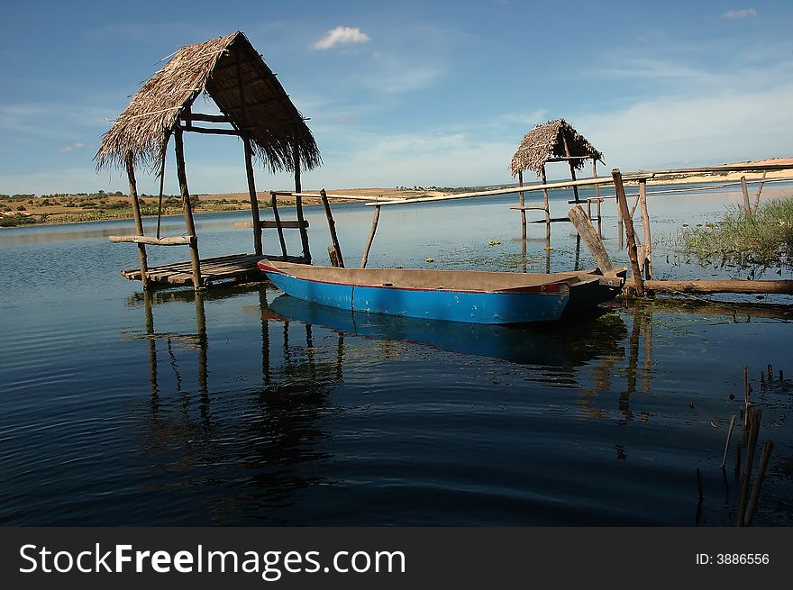 Hut on a lake in vietnam