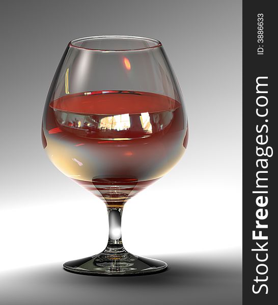 Glass goblet with cognac (3d rendering)