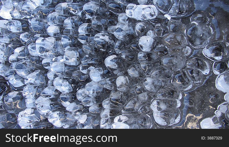 Iced water in shape of little balls