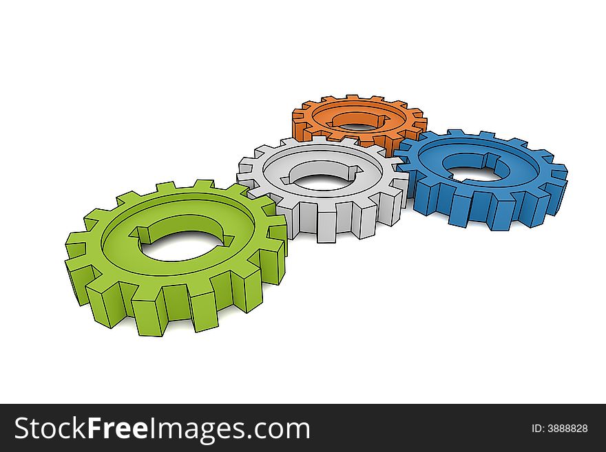 Isolated cogwheels - business network - illustration