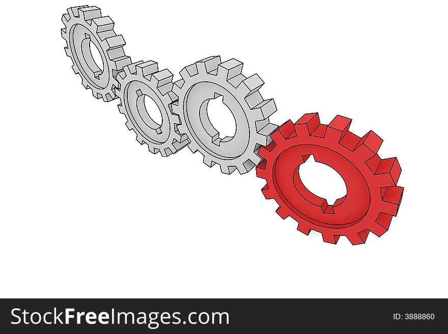 Isolated cogwheels - business network - illustration