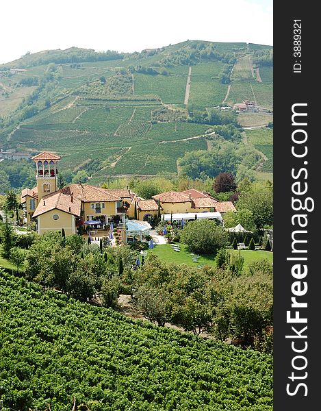 Italian luxury country hotel, surrounded by vineyards.