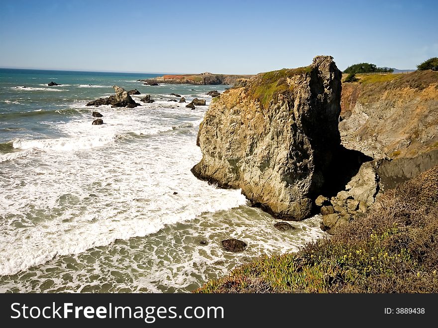 Rocky Pacific coastline north of Santa Cruz, California. Rocky Pacific coastline north of Santa Cruz, California.