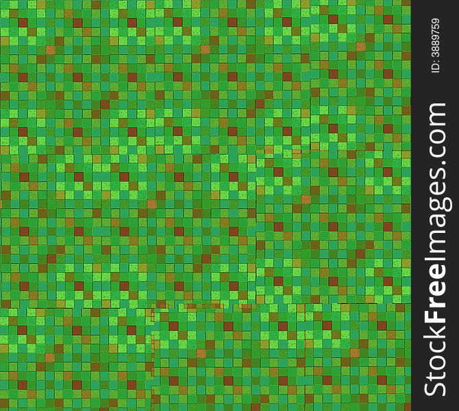 Small tile patterned background of greens and brown. Small tile patterned background of greens and brown