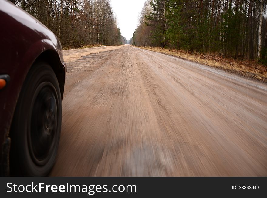 Driving At High Speed Down A Country Road