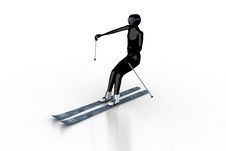 Skier On White Background Stock Images