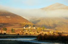 A Foggy Valley With A River Stock Photo A Foggy Valley With A River Stock Photo