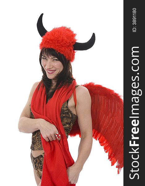 Sexual woman devil on isolated background