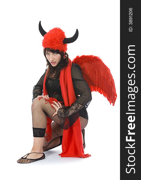 Sexual woman devil on isolated background