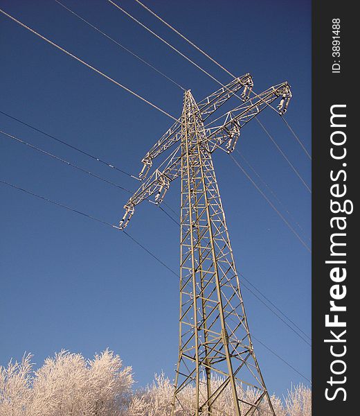 Transmission line during winter time