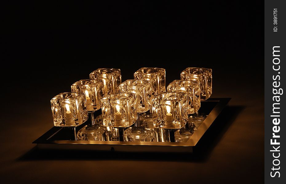 The square shone fixture consisting of nine lamps. The square shone fixture consisting of nine lamps