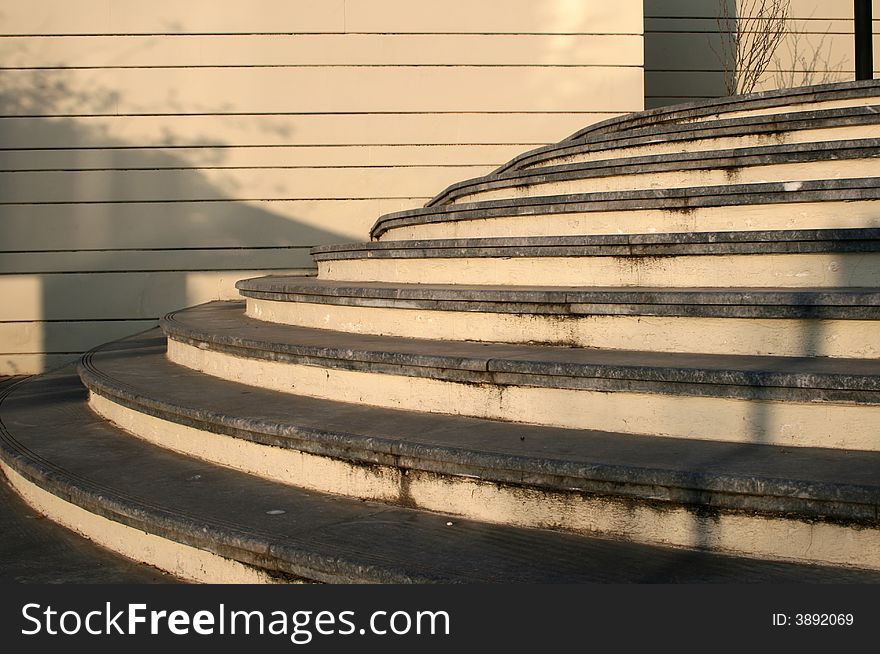 Outdoor big stone stairs under the sunlight. Outdoor big stone stairs under the sunlight