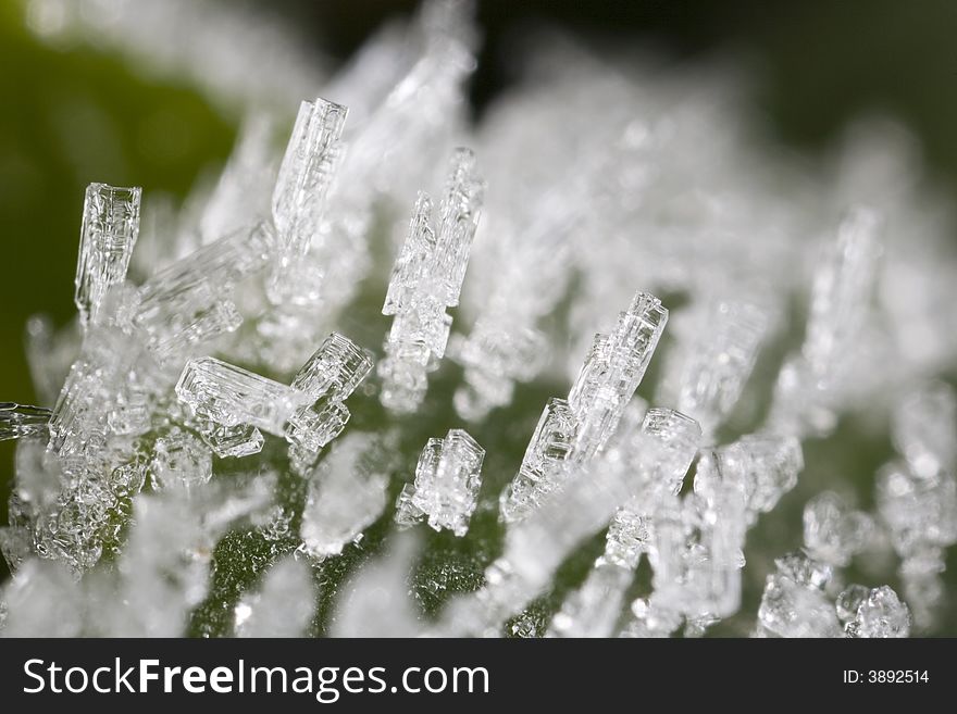 Extreme closeup of frost crystals