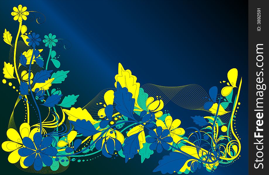 Blue and yellow flowers background