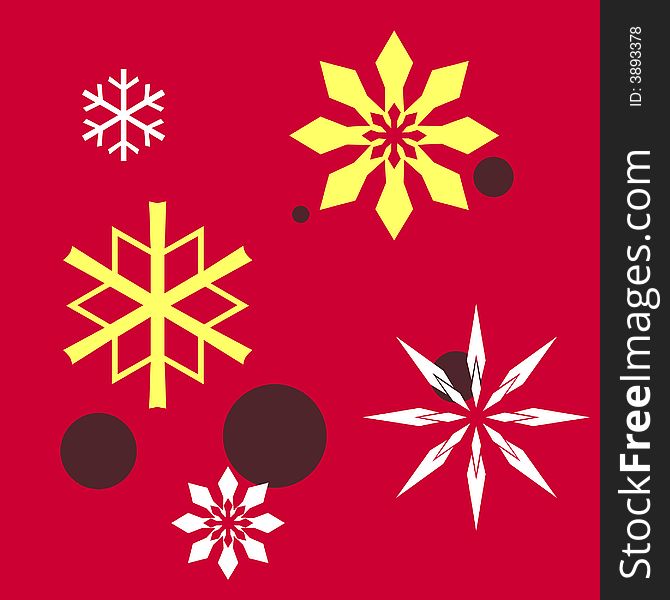 Colourful Snow Background - Snowflakes On A Red Background