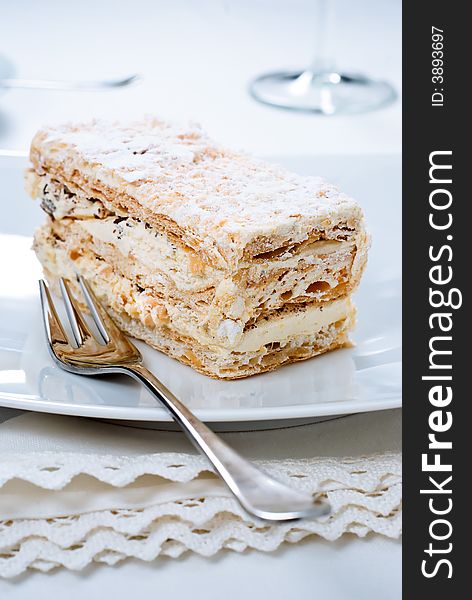 A typical italian pastry with several layer of cream. A typical italian pastry with several layer of cream