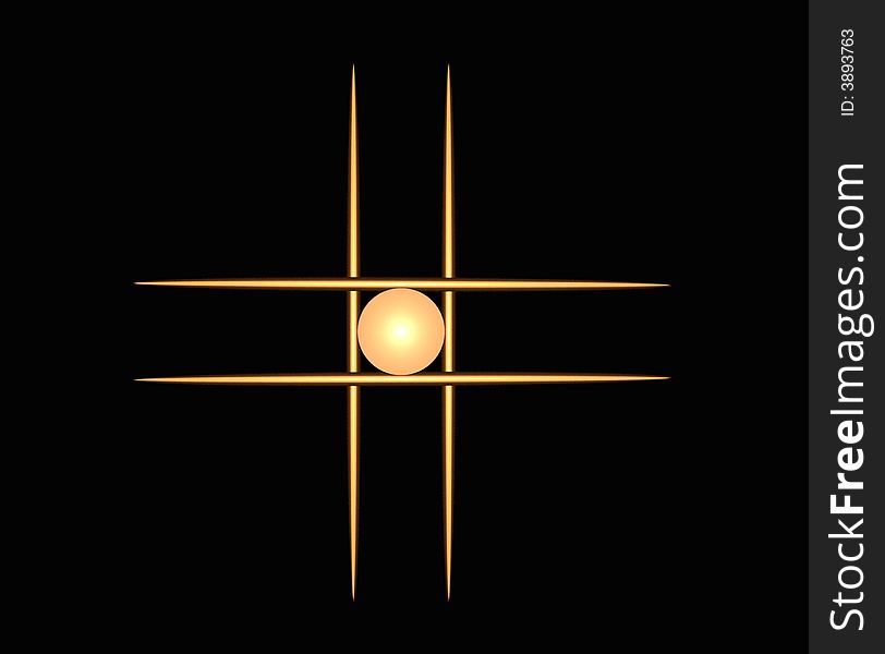 Abstract illustration of lines and an orb looks like game of tic tac toe